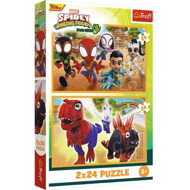 Trefl, Spidey i dinozaury, puzzle, 2-24 elementów