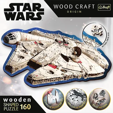 Trefl, Star Wars, Sokół Millennium, Wood Craft Shaped, puzzle drewniane, 160 elementów