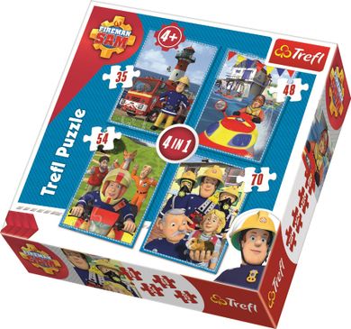 Trefl, Strażak Sam, puzzle 4w1, 207 elementów