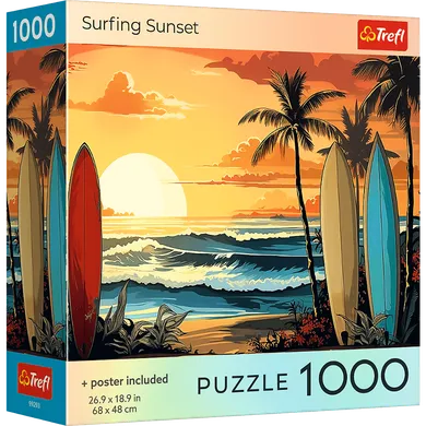Trefl, Surfing Sunset, USA, puzzle, 1000 elementów