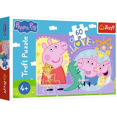 Trefl, Świnka Peppa, Szczęśliwa świnka, puzzle, 60 elementów