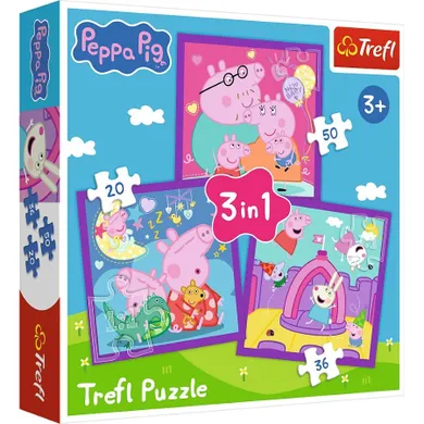 Trefl, Świnka Peppa, Zwyczaje świnki Peppy, puzzle 3w1