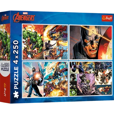 Trefl, The Avengers, Bohaterskie dni, puzzle, 4-250 elementów