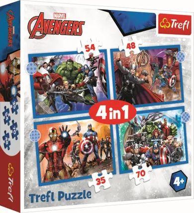 Trefl, The Avengers, Odważni Avengersi, puzzle 4w1