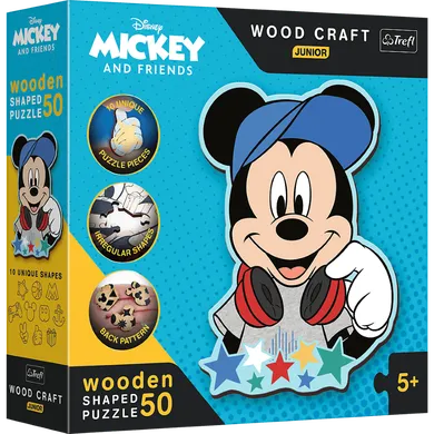 Trefl, W świecie Mickey, Wood Craft Junior, puzzle, 50 elementów