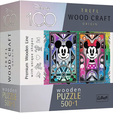 Trefl, Wood Craft, Disney, Myszka Mickey i Minnie, puzzle drewniane, 500+1 elementów