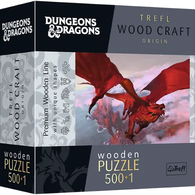 Trefl, Wood Craft, Dungeons & Dragons, Starożytny czerwony smok, puzzle, 500+1 elementów