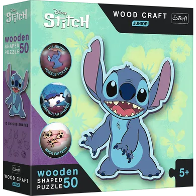 Trefl, Wood Craft Junior, Lilo i Stitch, puzzle drewniane, 50 elementów
