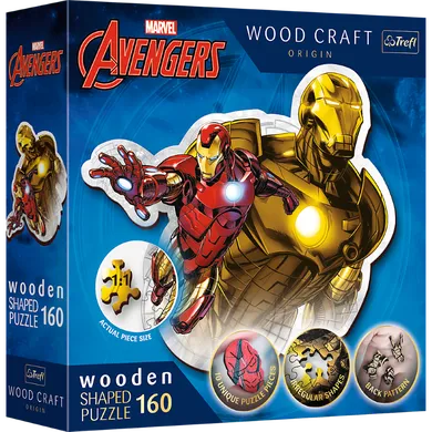 Trefl, Wood Craft, Odważny Iron Man, puzzle drewniane konturowe, 160 elementów