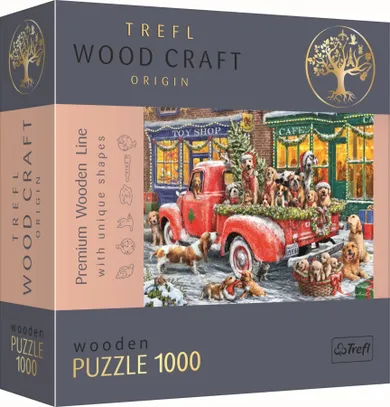 Trefl, Wood Craft, Pomocnicy Świętego Mikołaja, puzzle drewniane, 1000 elementów