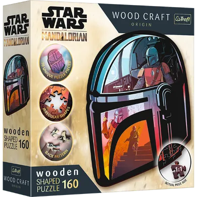 Trefl, Wood Craft, The Mandalorian, puzzle drewniane konturowe, 160 elementów