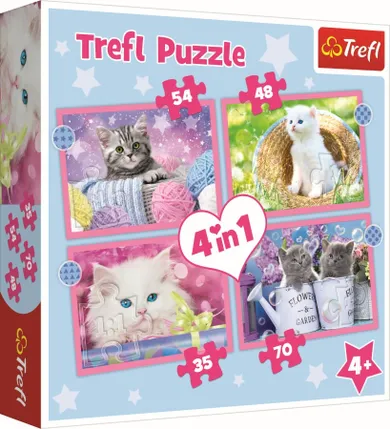 Trefl, Zabawne kotki, puzzle 4w1