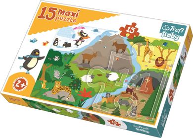 Trefl, Zwierzątka i ich domki, puzzle maxi, 15 elementów