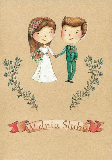 Trend, kartka okolicznościowa, Ślub kraft