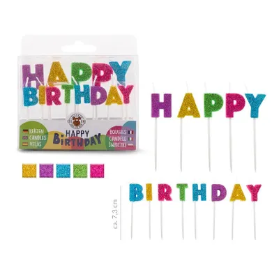 Trendhaus, świeczki urodzinowe, literki Happy Birthday