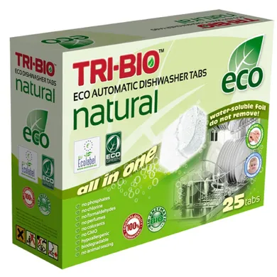 Tri-Bio, ekologiczne tabletki do zmywarki, All in One, 25 szt.
