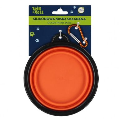 Trik&Roll, miska dla zwierząt silikonowa, składana, pomarańczowa, 13 cm