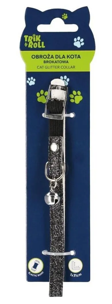 Trik&Roll, obroża dla kota z dzwonkiem, brokatowa, 1 cm