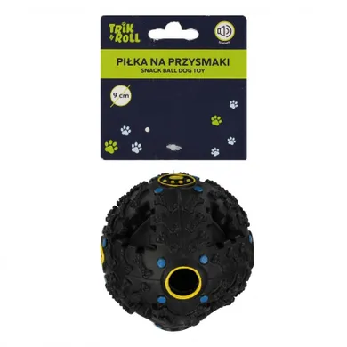 Trik&Roll, piłka dla psa z dźwiękiem na przysmaki, czarna, 9 cm