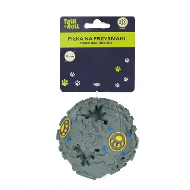 Trik&Roll, piłka dla psa z dźwiękiem na przysmaki, popielata, 9 cm
