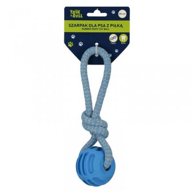 Trik&Roll, zabawka dla psa, szarpak z piłką, niebieski, 20 cm