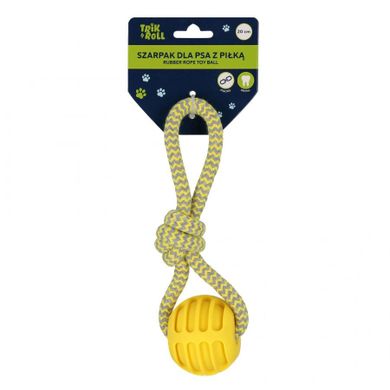 Trik&Roll, zabawka dla psa, szarpak z piłką, żółty, 20 cm