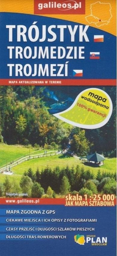 Trójstyk. Trojmedzie. Trojmezi. Mapa wodoodporna 1:25 000