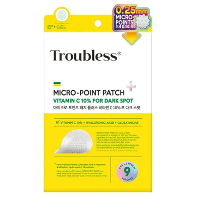 Troubless, Micro-Point Patch Plus Vitamin C 10% For Dark Spot, plastry z witaminą C na przebawienia, 9 szt.