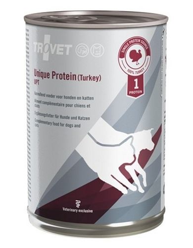 Trovet, Unique Protein, puszka, karma mokradla psów i kotów, indyk, 400g