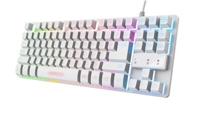 Trust, klawiatura gamingowa, GXT833W Thado TKL US White