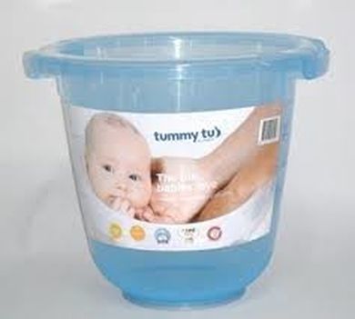 Tummy Tub, Wiaderko do kąpieli niemowlęcia w pozycji embrionalnej, niebieskie