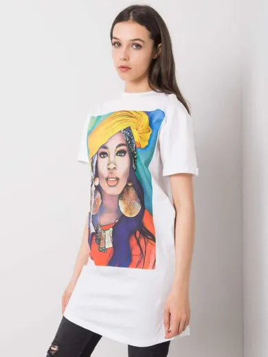 Tunika damska z krótkim rękawem, biała, Sublevel