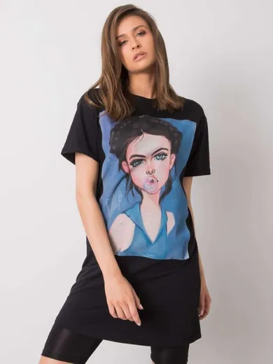 Tunika damska z krótkim rękawem, czarna, Sublevel