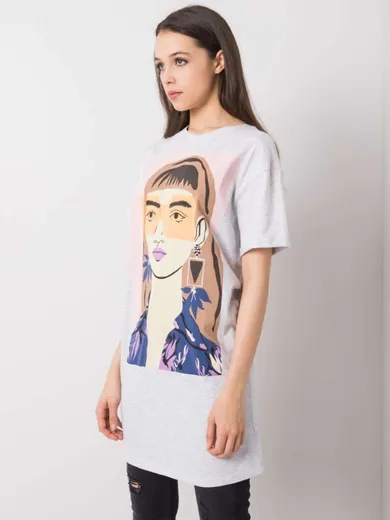 Tunika damska z krótkim rękawem, szara, Sublevel