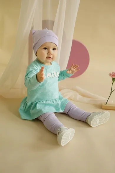 Tunika dziewczęca z długim rękawem, miętowa, Pinokio