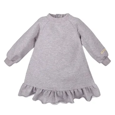 Tunika dziewczęca z długim rękawem, szara, falbanki, Eevi