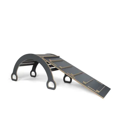 tupti.wood, 2w1: duży bujak montessori + duża zjeżdżalnia, drabinka, szara