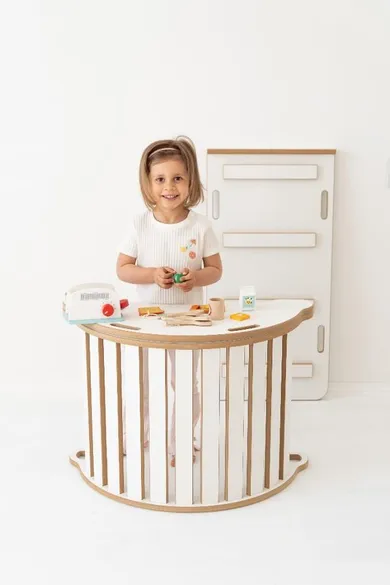 tupti.wood, 3w1: mały bujak montessori + mała zjeżdżalnia, drabinka + blat