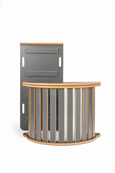 tupti.wood, 3w1: mały bujak montessori + mała zjeżdżalnia, drabinka + blat, szary