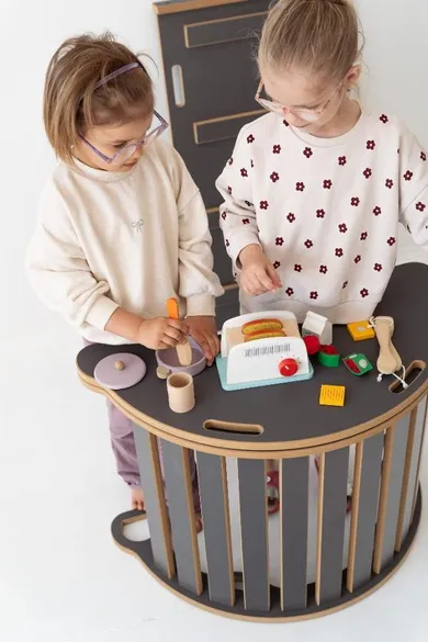 tupti.wood, blat do małego bujaka montessori, szary