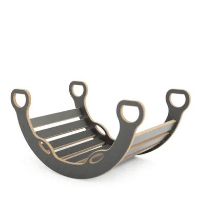 tupti.wood, duży bujak montessori z uchwytami, szary