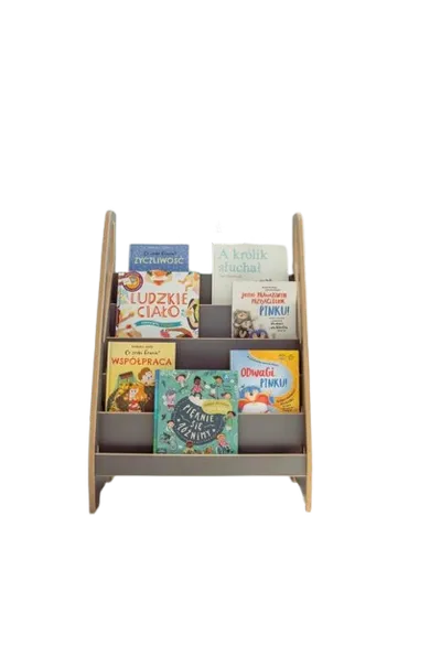 tupti.wood, mini biblioteczka montessori, szara