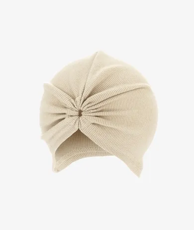 Turban dziewczęcy, prążkowany, beżowy, Iltom