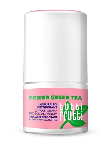 Tutti frutti, Power Green Tea, naturalny dezodorant kwasowy bez soli aluminium + kwasy AHA, 50 ml