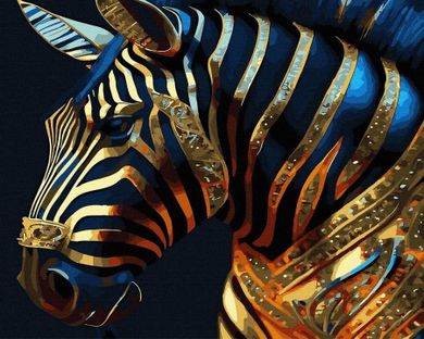 Twoje Hobby, malowanie po numerach + złota farba, Złota zebra