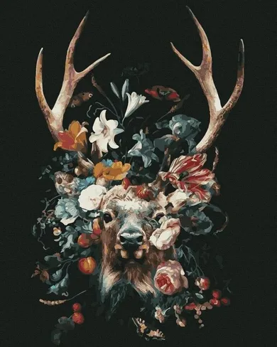 Twoje Hobby, malowanie po numerach, czarne płótno, Jeleń