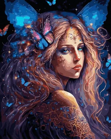 Twoje Hobby, malowanie po numerach, czarne płótno, Wróżka Motyl