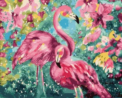 Twoje Hobby, malowanie po numerach, Flamingi w kolorach,