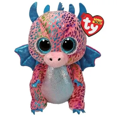 Ty, Beanie Boos, Flint, kolorowy smok, maskotka, 15 cm