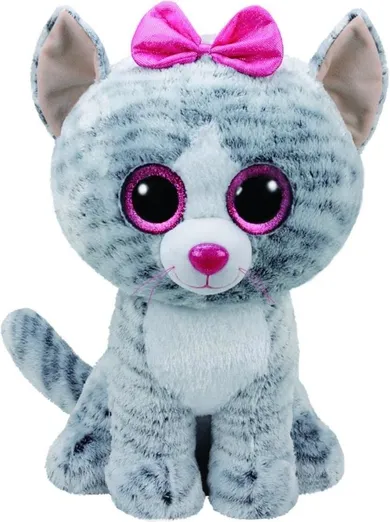 Ty, Beanie Boos, maskotka, Kiki, szary kot, 42 cm